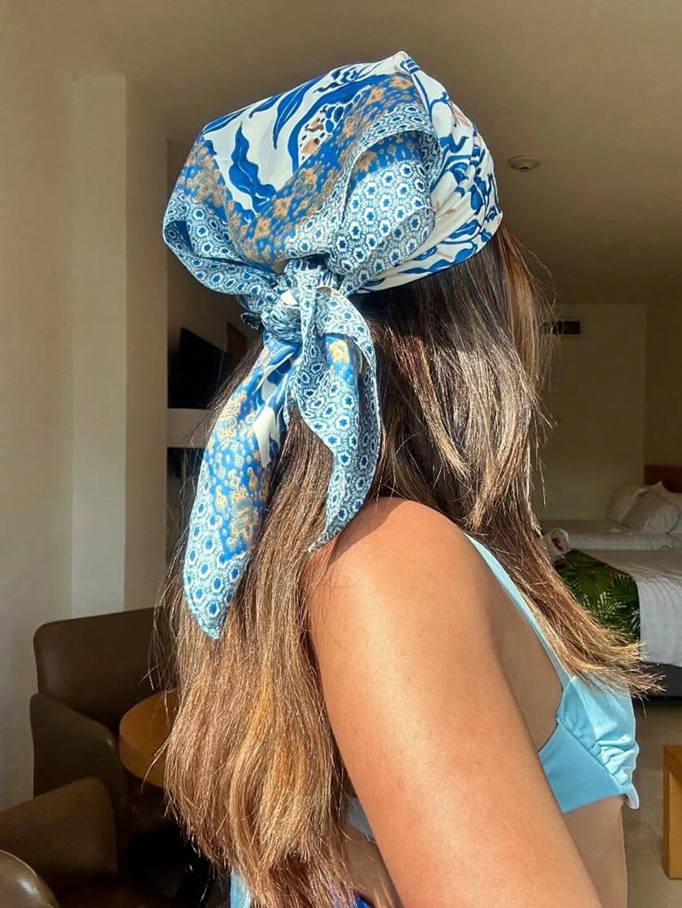 Luxury Skincare Headband - Luxury Brand Bohemia Print Square Silk
