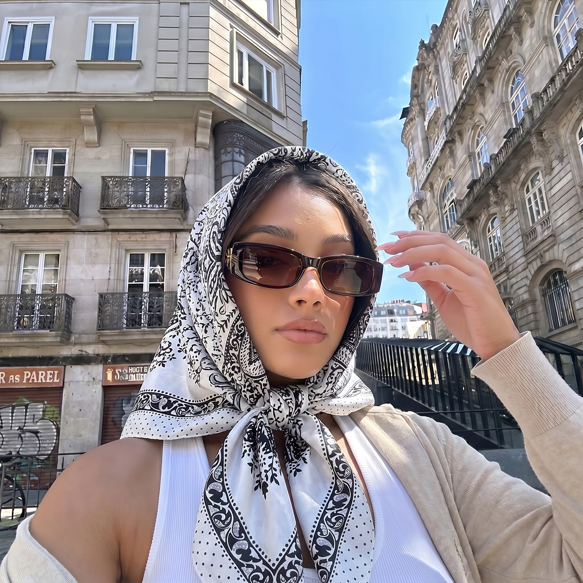 Square 90cm Silk Scarf Women L - đánh giá và giá Luxury Skincare Headband